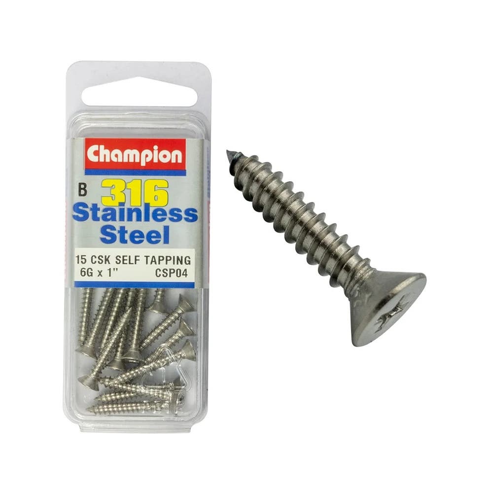 Screw Self Tapping Stainless Steel CSK Head 6G X 1'' Blister Pack_60039759_CSP04