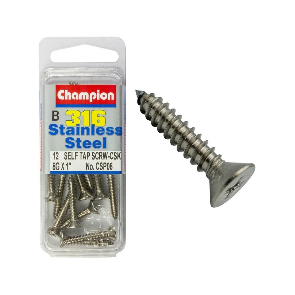 Screw Self Tapping Stainless Steel CSK Head 8G X 1'' Blister Pack_60039761_CSP06