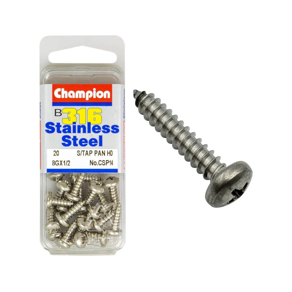 Screw Pan Head Self Tapping Stainless Steel 8G x 1/2'' Blister Pack_60039769_CSP14