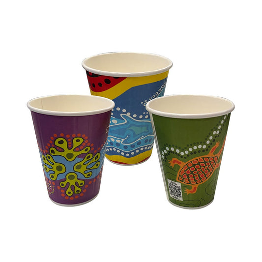 Cups Indigenous KEIP SERIES 12OZ Double Wall Biopak Box 1000  BC-12DW-Custom PRINT 40044208 BC-12DW-BIBBULMUN