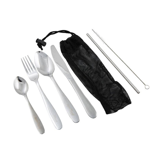 Stainless Steel 7 Piece Cutlery Set with Straw & Brush 515196 RX11L210