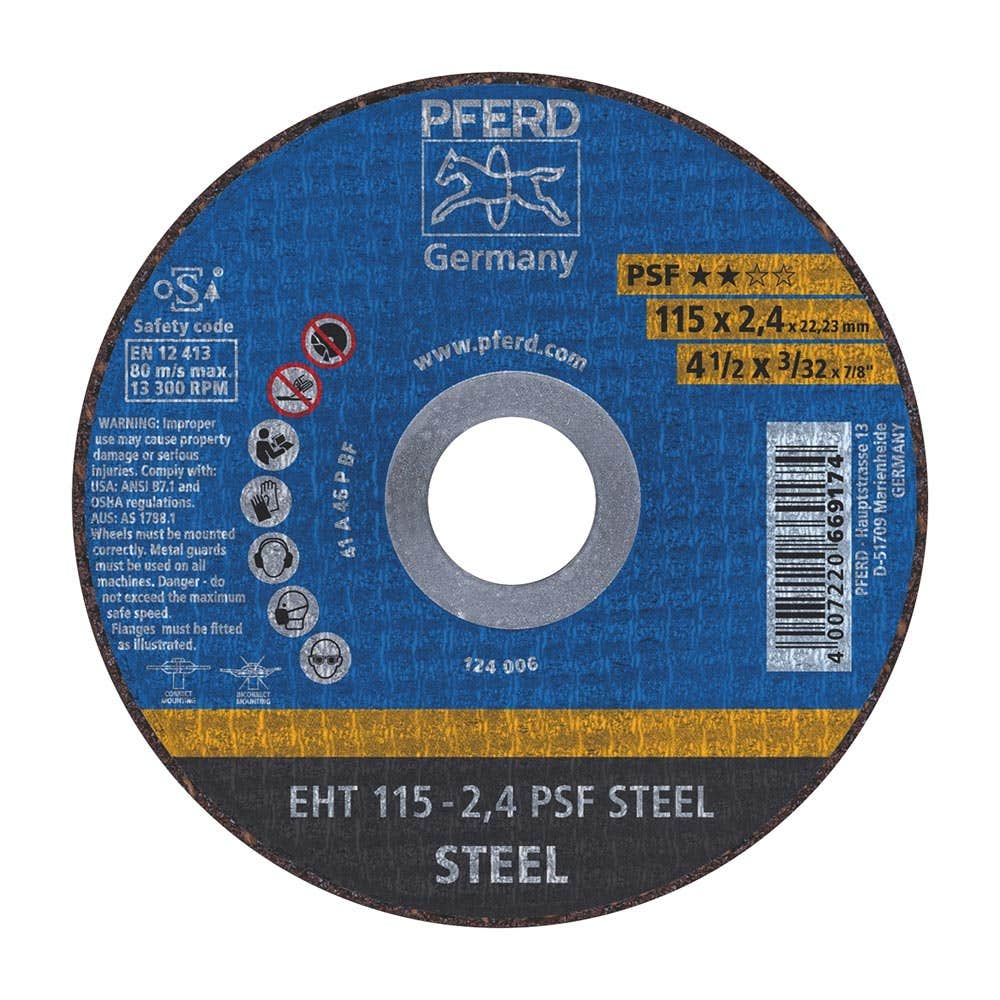 Wheel Cut Off Metal 115 X 2.4 X 16mm EHT 115 2.4 A46 P PSF Pferd 92608082 61730026