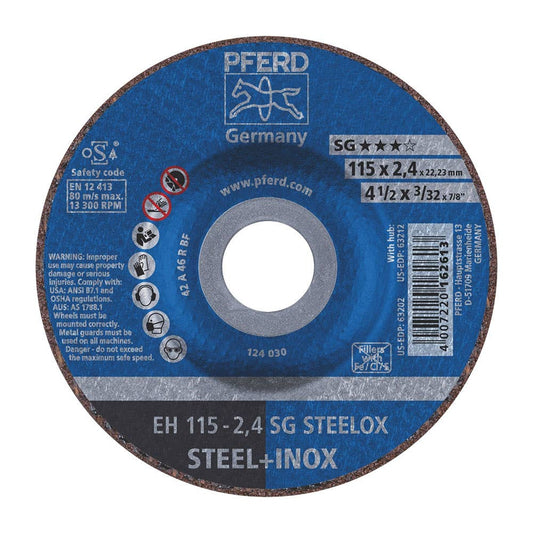 Wheel Cut Off Metal 115 x 2.4 x 22mm Raised Hub EH115 3.0 A24 SG Inox 92600034 61340123