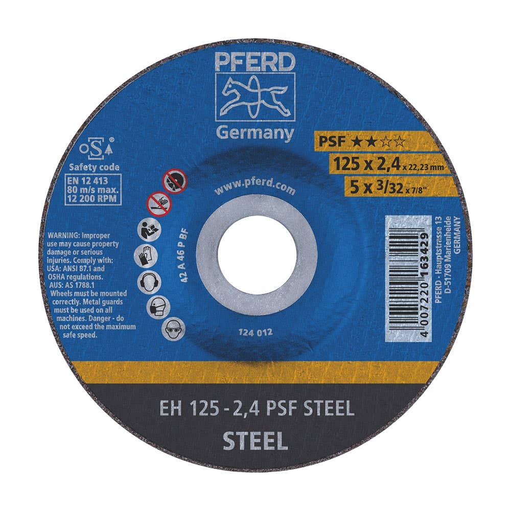 Wheel Cut Off Metal 125 x 2.4mm Depressed Centre EH A46 Pferd 92600011 61720222