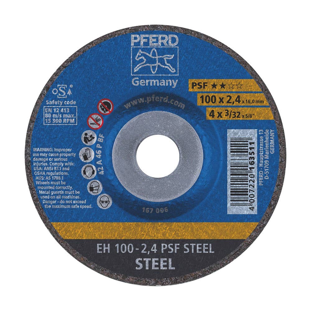 Wheel Cut Off Metal 100 x 2.4 x 22mm Raised Hub EH 115 2.0 A46 PS Pferd 92600109 61739116