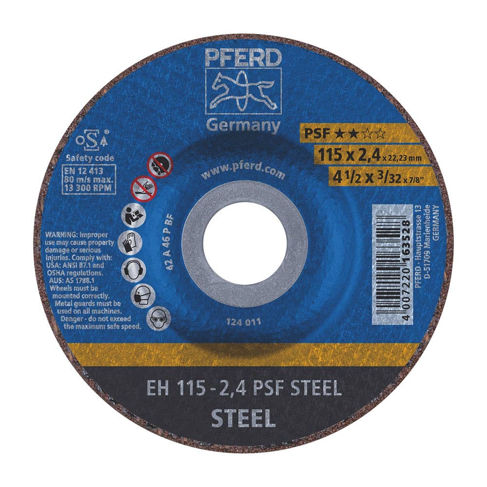 Wheel Cut Off Metal 115 x 2.4 x 22mm Raised Hub EH115 2.0 A46 PS Pferd 92600016 61740122