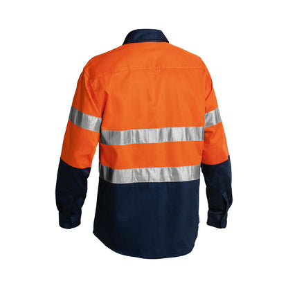 Shirt L/S 6XL Hi Vis Orange/Navy Cotton Drill 190gsm 3M Tape Bisley_90011830_BT6456_TT026XL