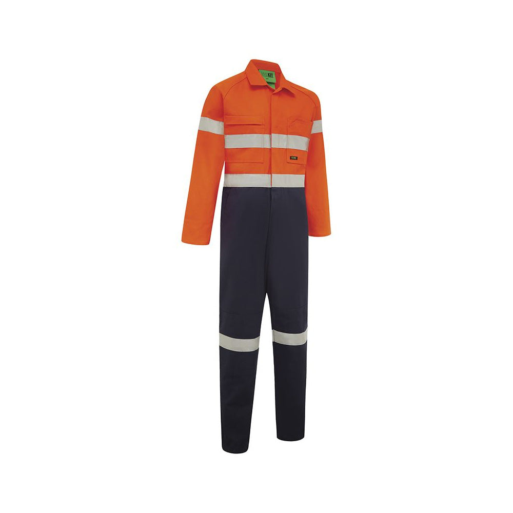 Coveralls Cotton Drill 190gsm 3M Tape Hi Vis Orange/Navy 107R 4002 Workit_60016189_4002ON107R