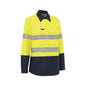 Shirt Womens L/S Cotton RipStop 145gsm 3M Tape Hi Vis Yellow/Navy 14 2022_30005699_2022BYN14