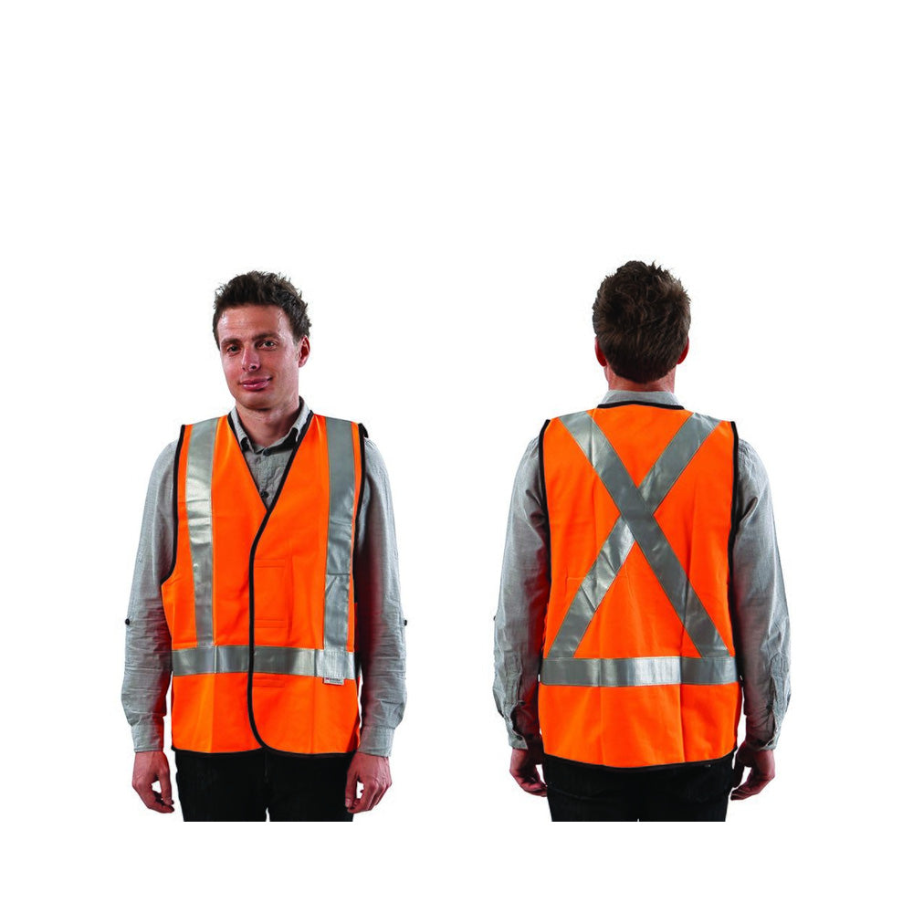 Vest Fluro Safety X Back Tape Day/Night Poly 120gsm Orange 3XL Workit_40115352_VDNXO3XL