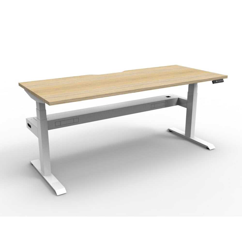 Boost + 1P Sit Stand Desk 1200x750mm Nat Oak Top White Frame Cable Tray_36022068_B+1PCT1275 NO/WS