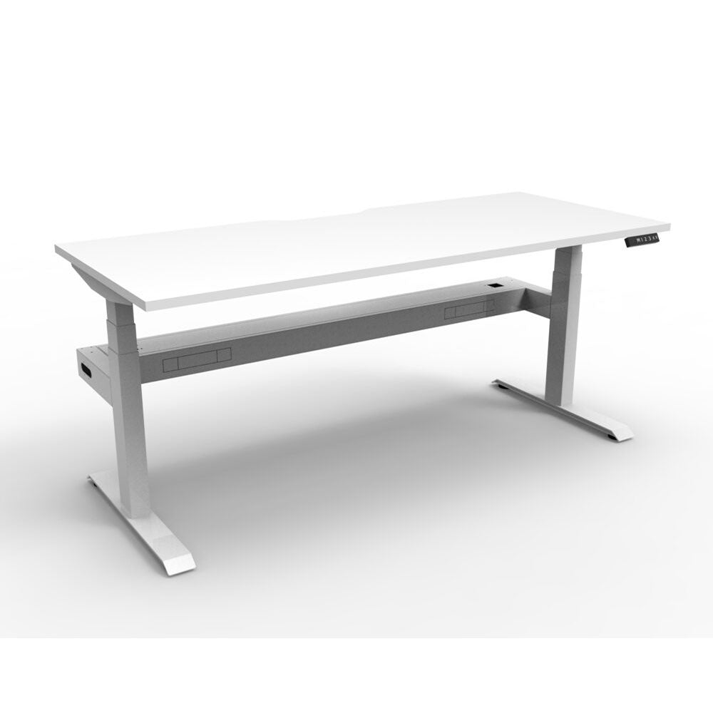 Boost + 1P Sit Stand Desk 1500x750mm Nat White Top White Frame Cable Tray_36022082_B+1PCT1575 NW/WS