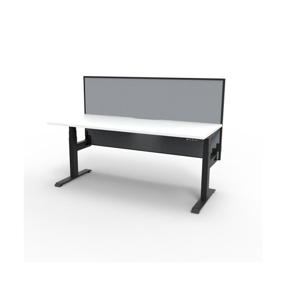 Boost + 1P Sit Stand Desk 1200x750mm Nat White Top Black Frame Gry Screen_36022071_B+1PWS1275 NW/BL