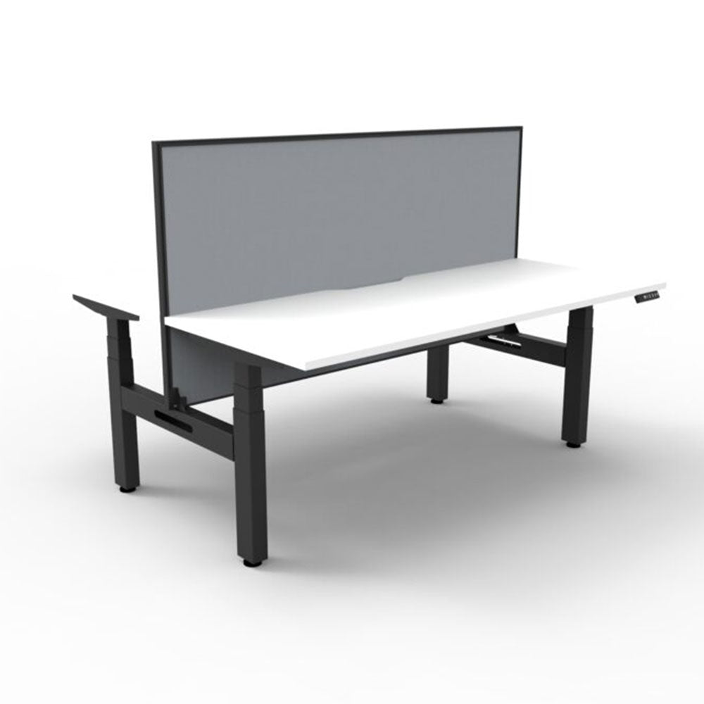Boost + 2P Sit Stand Desk 1500x750mm Nat White Top Black Frame Gry Screen_36022133_B+2PWS1575 NW/BL