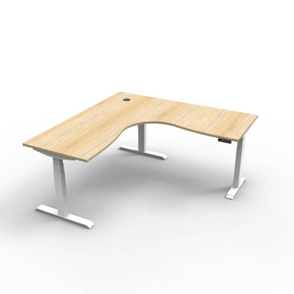Boost + Cnr Sit Stand Desk 1500x1500mm Nat Oak Top White Frame_36022156_B+CNR1P1515 NO/WS