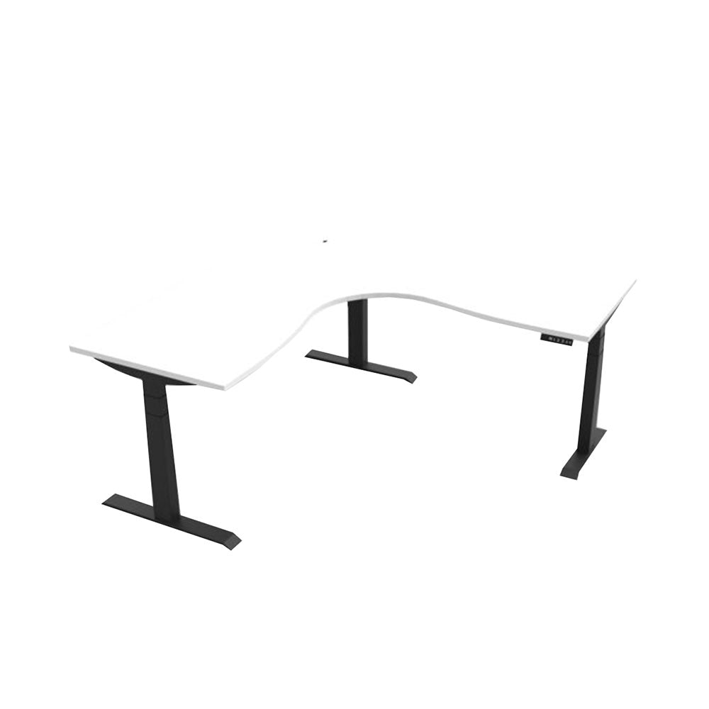 Boost + Cnr Sit Stand Desk 1800x1800mm Nat White Top Black Frame_36022185_B+CNR1P1818 NW/BL