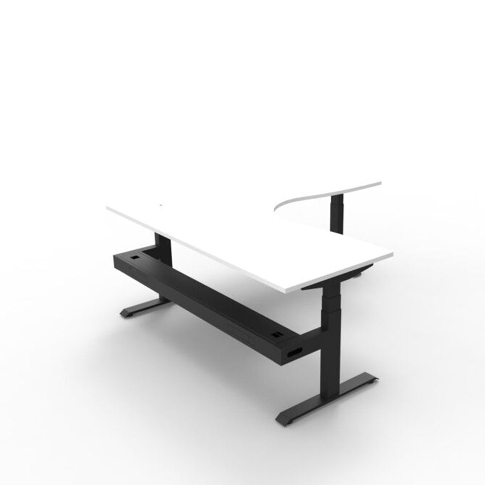 Boost + Cnr Sit Stand Desk 1500x1500mm Nat White Top Black Frame Cable Tray_36022158_B+CNRCT1P1515 NW/BL
