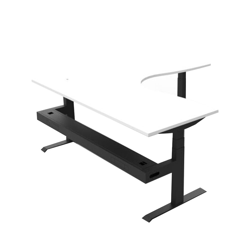 Boost + Cnr Sit Stand Desk 1800x1800mm Nat White Top Black Frame Cable Tray_36022189_B+CNRCT1P1818 NW/BL