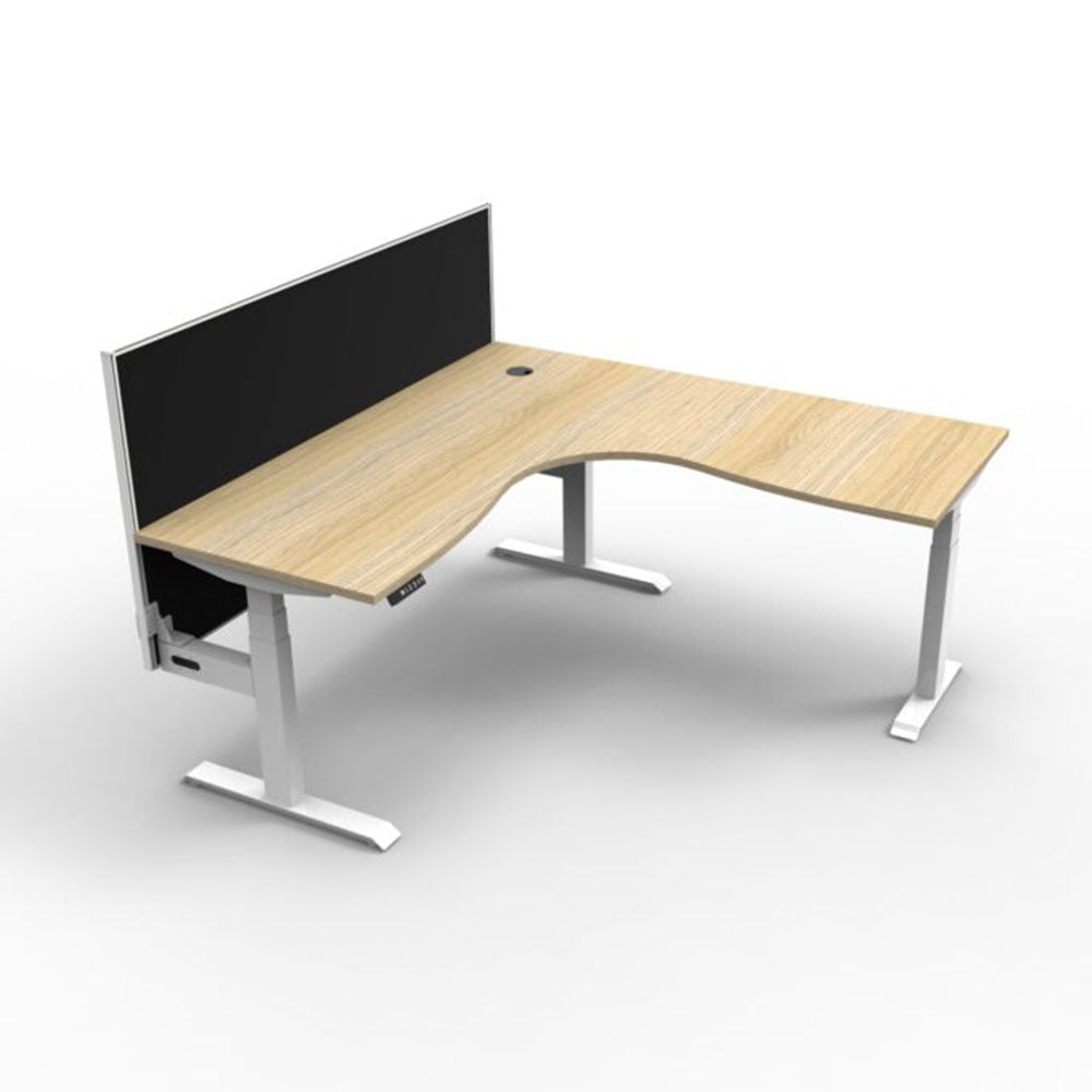 Boost + Cnr Sit Stand Desk 1500x1500mm Nat Oak Top White Frame Blk Screen_36022163_B+CNRWS1P1515 NO/WS