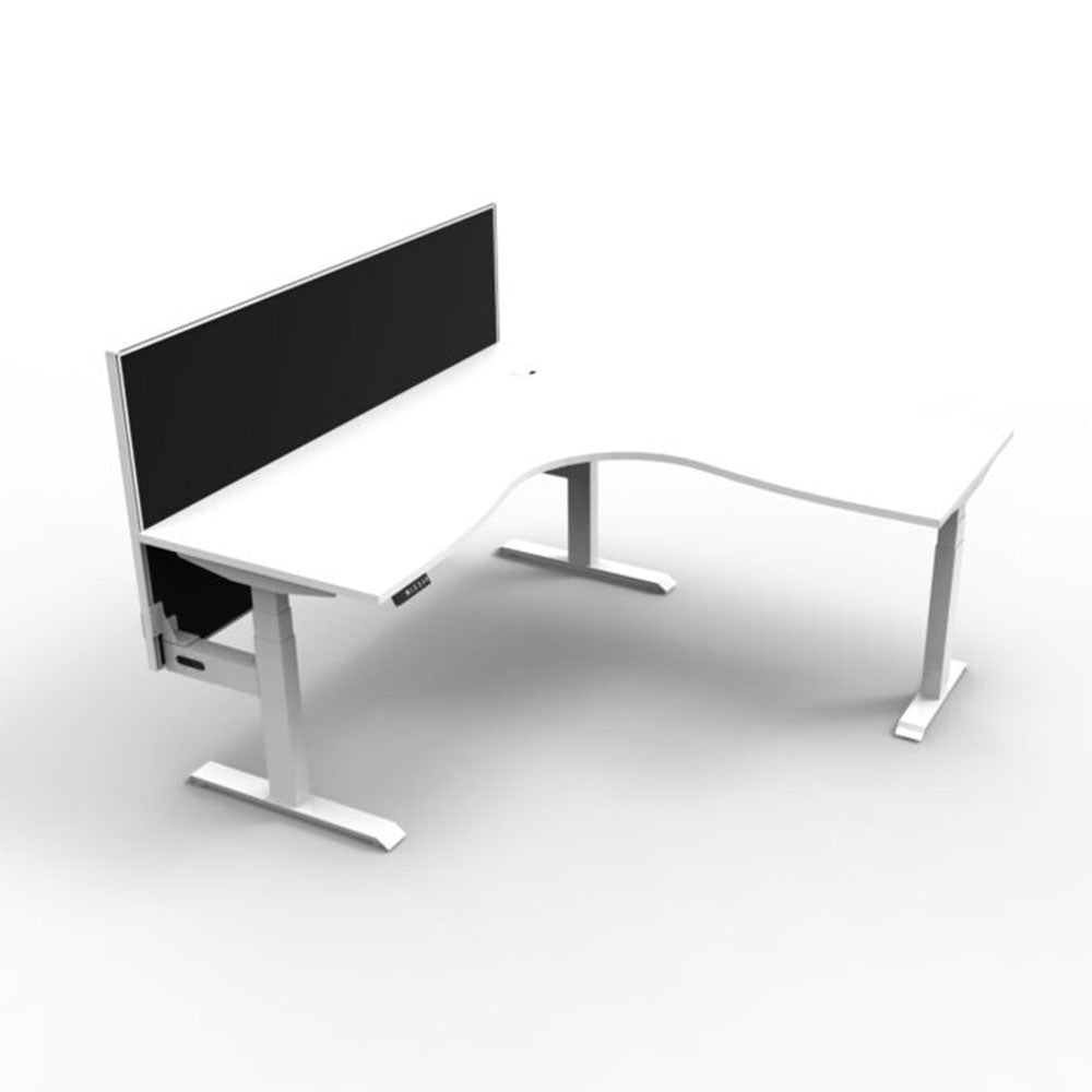 Boost + Cnr Sit Stand Desk 1500x1500mm Nat White Top White Frame Blk Screen_36022161_B+CNRWS1P1515 NW/WS
