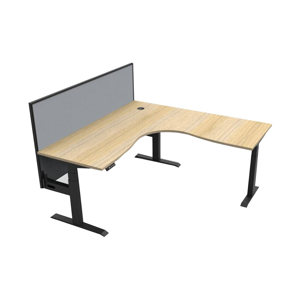 Boost + Cnr Sit Stand Desk 1800x1500mm Nat Oak Top Black Frame Gry Screen_36022180_B+CNRWS1P1815 NO/BL
