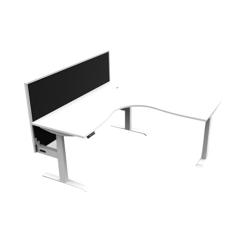 Boost + Cnr Sit Stand Desk 1800x1800mm Nat White Top White Frame Blk Screen_36022192_B+CNRWS1P1818 NW/WS