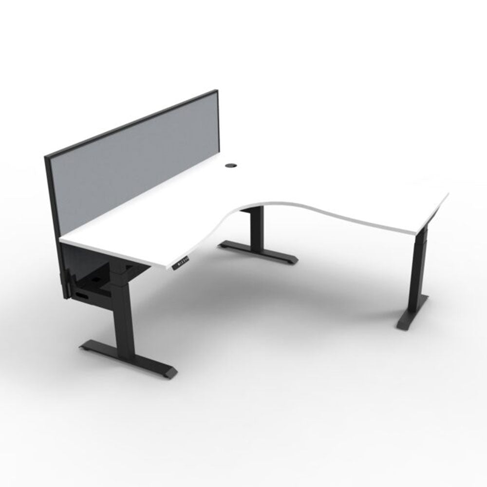 Boost + Cnr Sit Stand Desk 1500x1500mm Nat White Top Black Frame Gry Scn CT_36022166_B+CNRWSCT1P1515 NW/BL