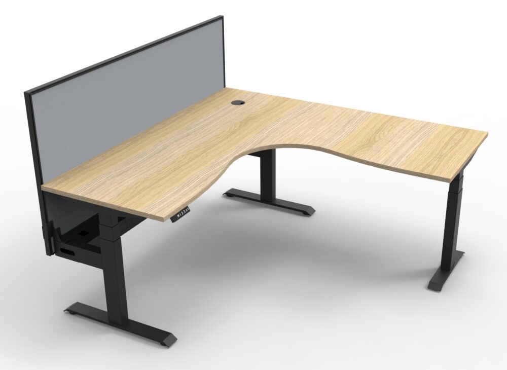 Boost + Cnr Sit Stand Desk 1800x1800mm Nat Oak Top Black Frame Gry Scrn CT_36022199_B+CNRWSCT1P1818 NO/BL