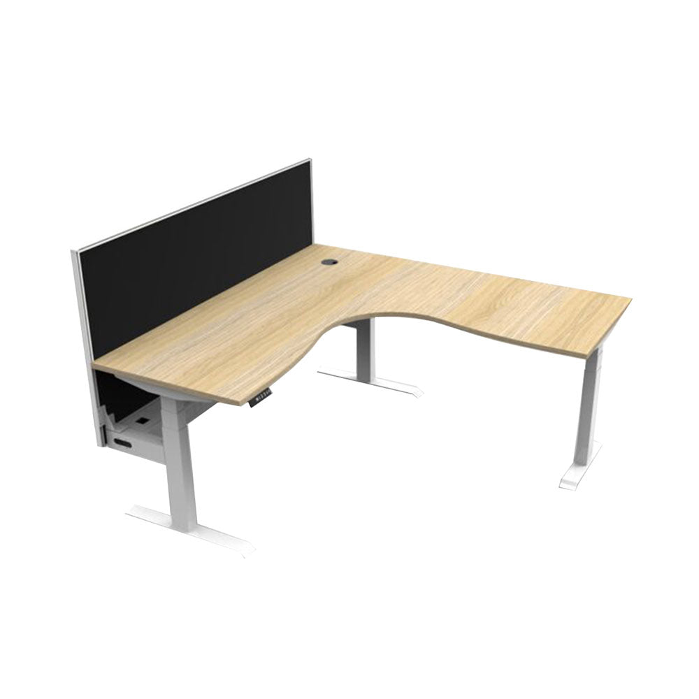 Boost + Cnr Sit Stand Desk 1800x1800mm Nat Oak Top White Frame Blk Scn CT_36022198_B+CNRWSCT1P1818 NO/WS