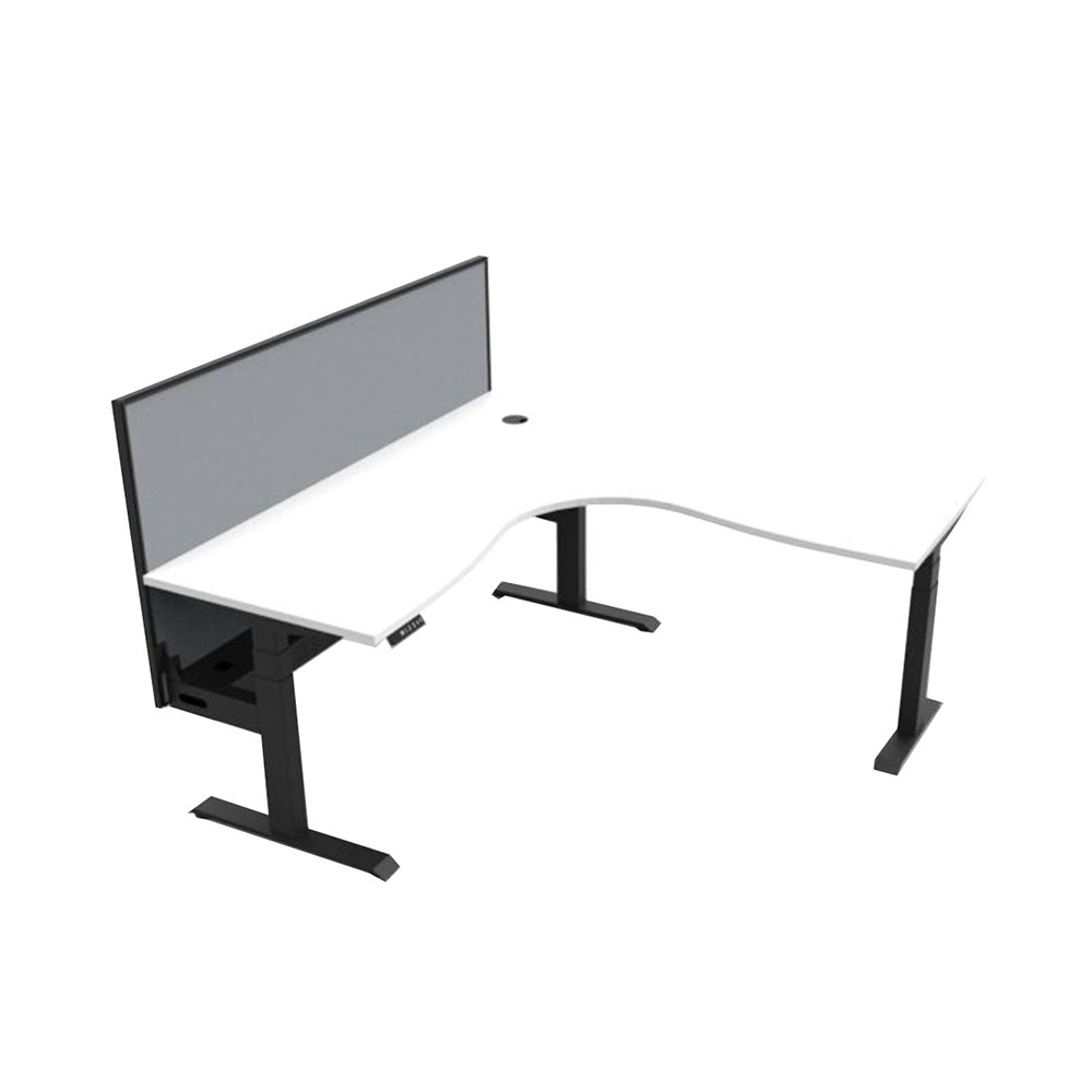 Boost + Cnr Sit Stand Desk 1800x1800mm Nat White Top Black Frame Gry Scn CT_36022197_B+CNRWSCT1P1818 NW/BL