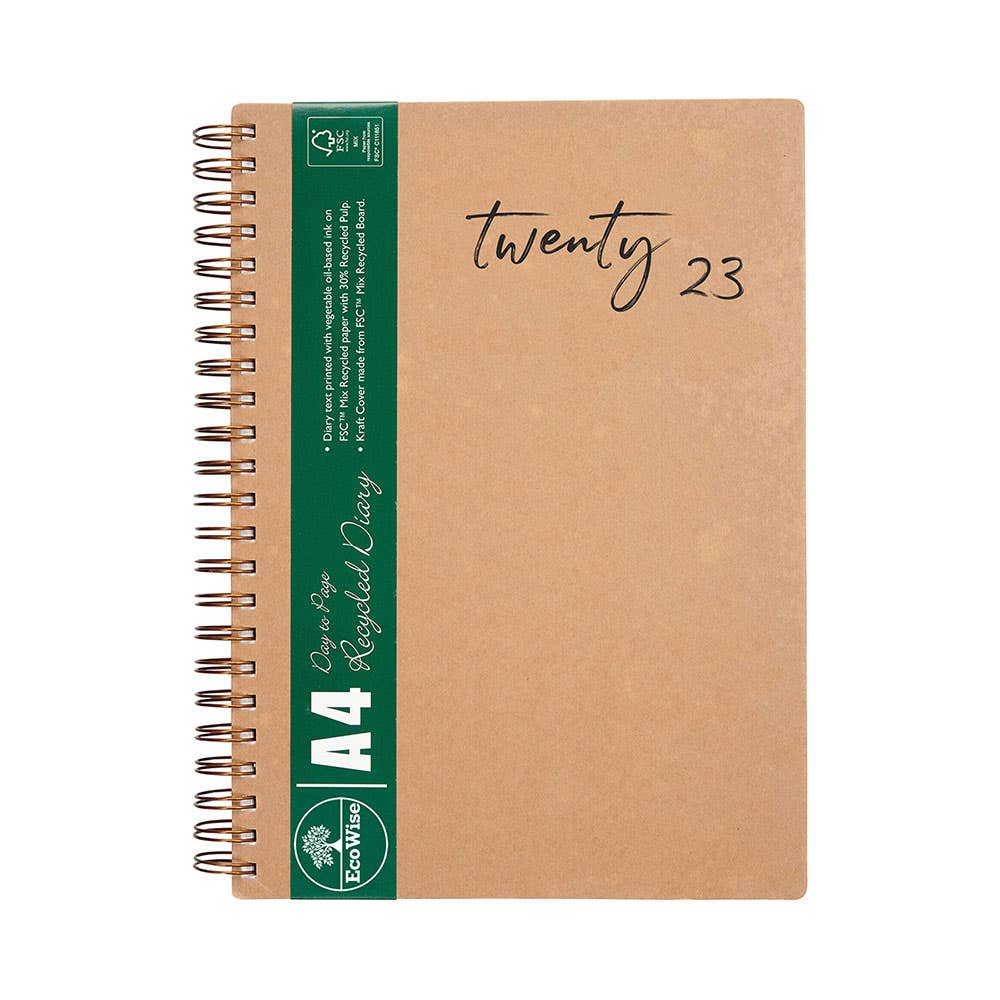 Diary Ecowise A4 1 Day To A Page 2022 Recycled Kraft 1042741 86610