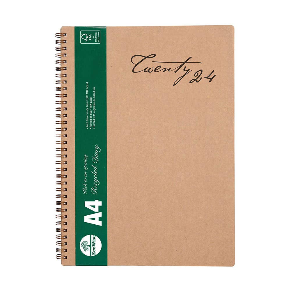 Diary Ecowise A5 Week To An Opening 2024 Recycled Kraft 1042744 57SECB26