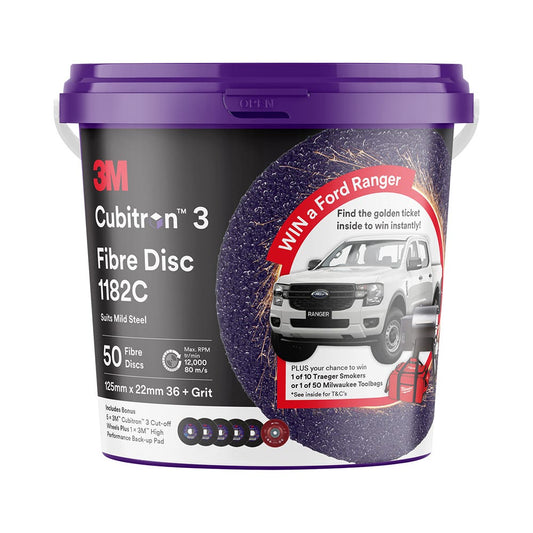 3M&trade; Cubitron&trade; 3 Fibre Discs 1182C Promotional Bucket 36G 125mm 50pk 566301 7012888353 NLA