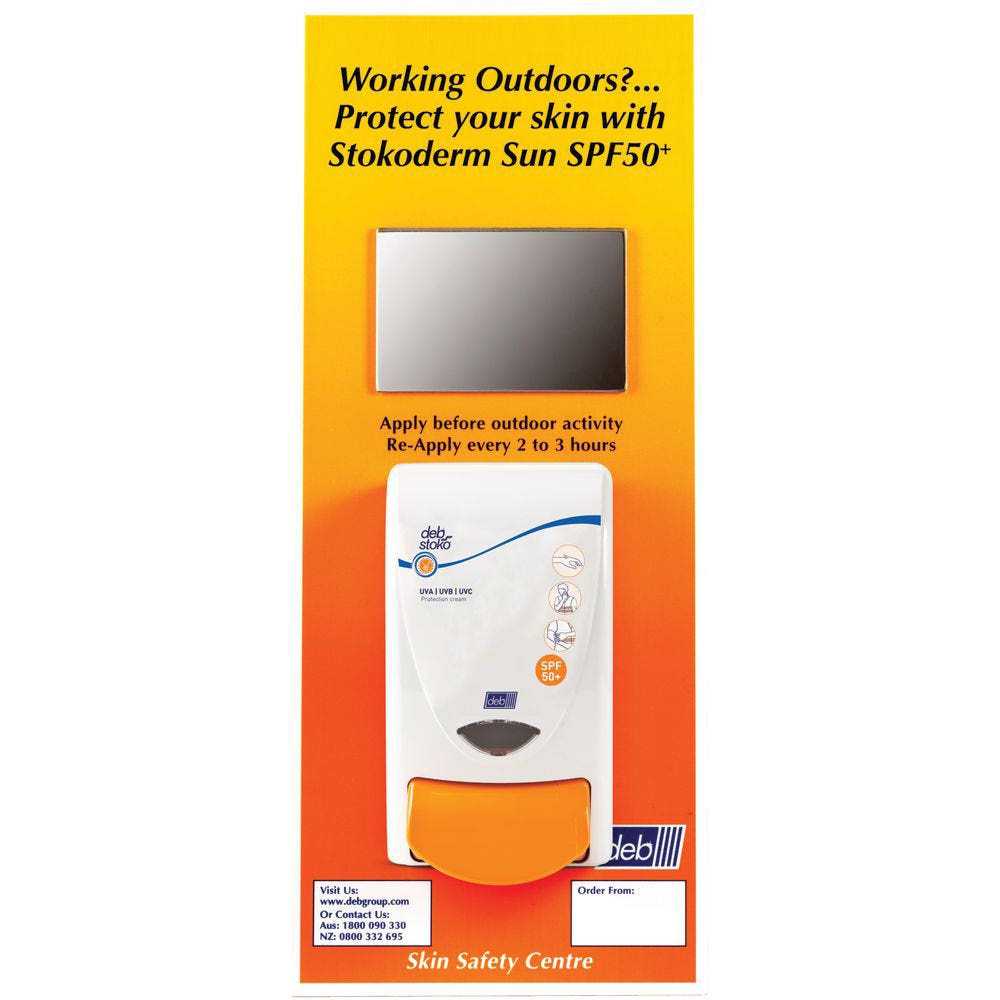 Deb Wall Mounted SPF 50+ Sunscreen Dispenser With Safety Board & 1L Cartridge_90140025_1186