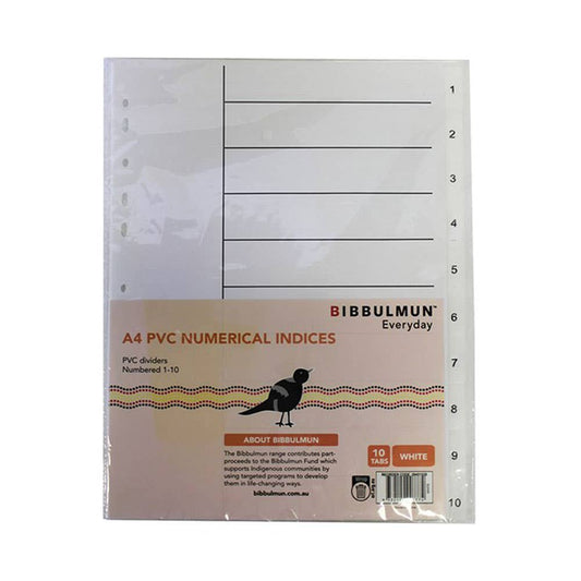 A4 Poly File Dividers 1-10 Tabs White 39451028 NPL-39451028