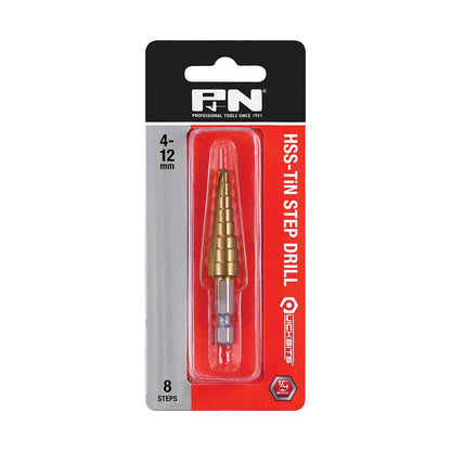 HSS TiN Step Drill Bit 8 Hole 4-12mm 79010792 149040120