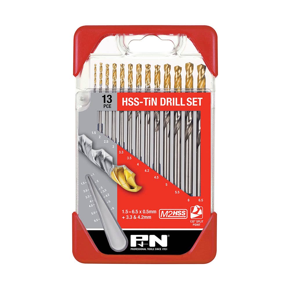 13 Piece HSS TiN Jobber Drill Bit Set Metric 1.5-6.5mm x 0.5mm 36002651 150B0WS13