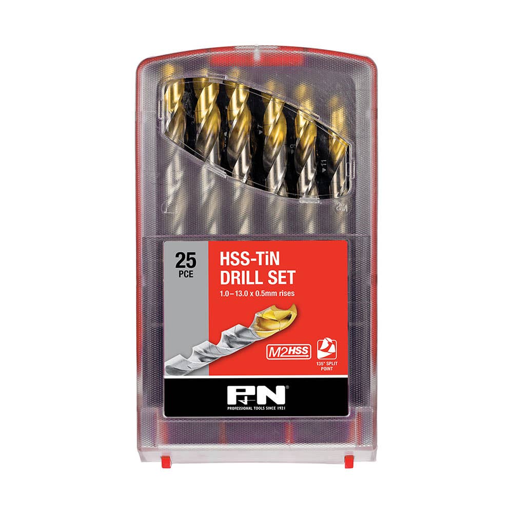 25 Piece HSS TiN Jobber Drill Bit Set Metric 1-13mm x 0.5mm 36002653 150B0WS3M