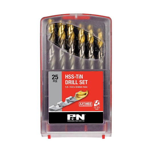 25 Piece HSS TiN Jobber Drill Bit Set Metric 1-13mm x 0.5mm 36002653 150B0WS3M