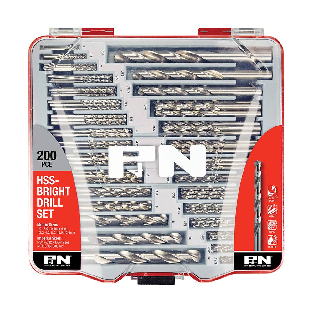 200 Piece HSS Bright Drill Bit Set 477042 165399200
