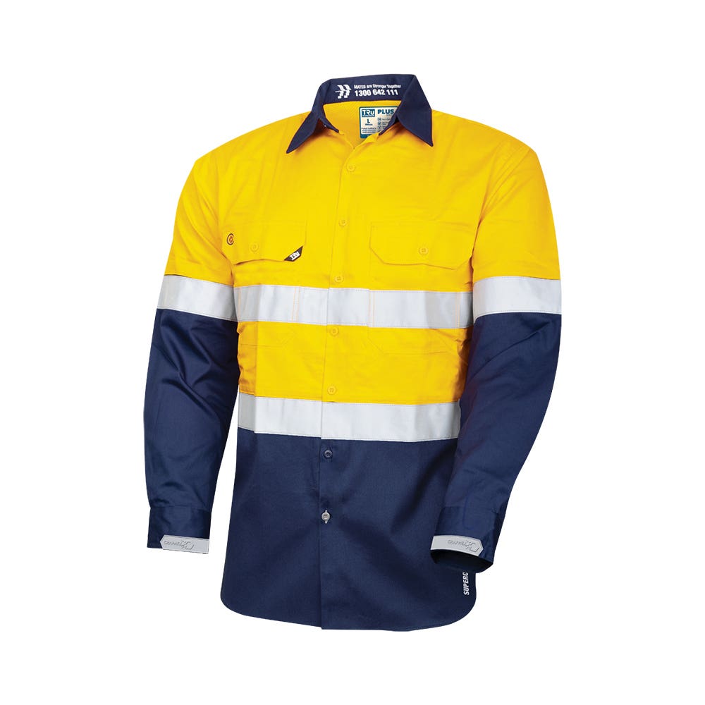 Shirt L/S Graphex Cut Sleeve Cotton Drill Vented 2XL Y/N Tru Workwear 2XL_40060495_DS2168GXT1-YN-2XL