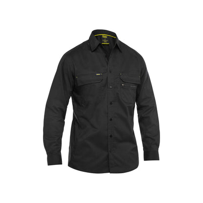 Shirt L/S 140gsm Poly/Cotton Stretch Vented S Black BS6490 Bisley_40039149_BS6490_BBLKS