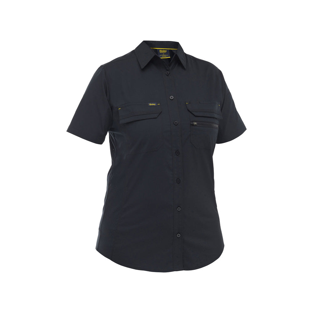 Shirt Womens S/S X Airflow Stretch Ripstop 140gsm Black 20 Bisley_40114541_BL1490_BBLK20