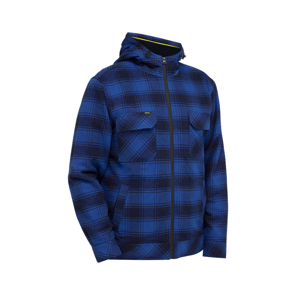 Hoodie Zip with Sherpa Lining Cotton 190gsm Blue Check 3XL Bisley_40114124_BJ6102_CBLU3XL