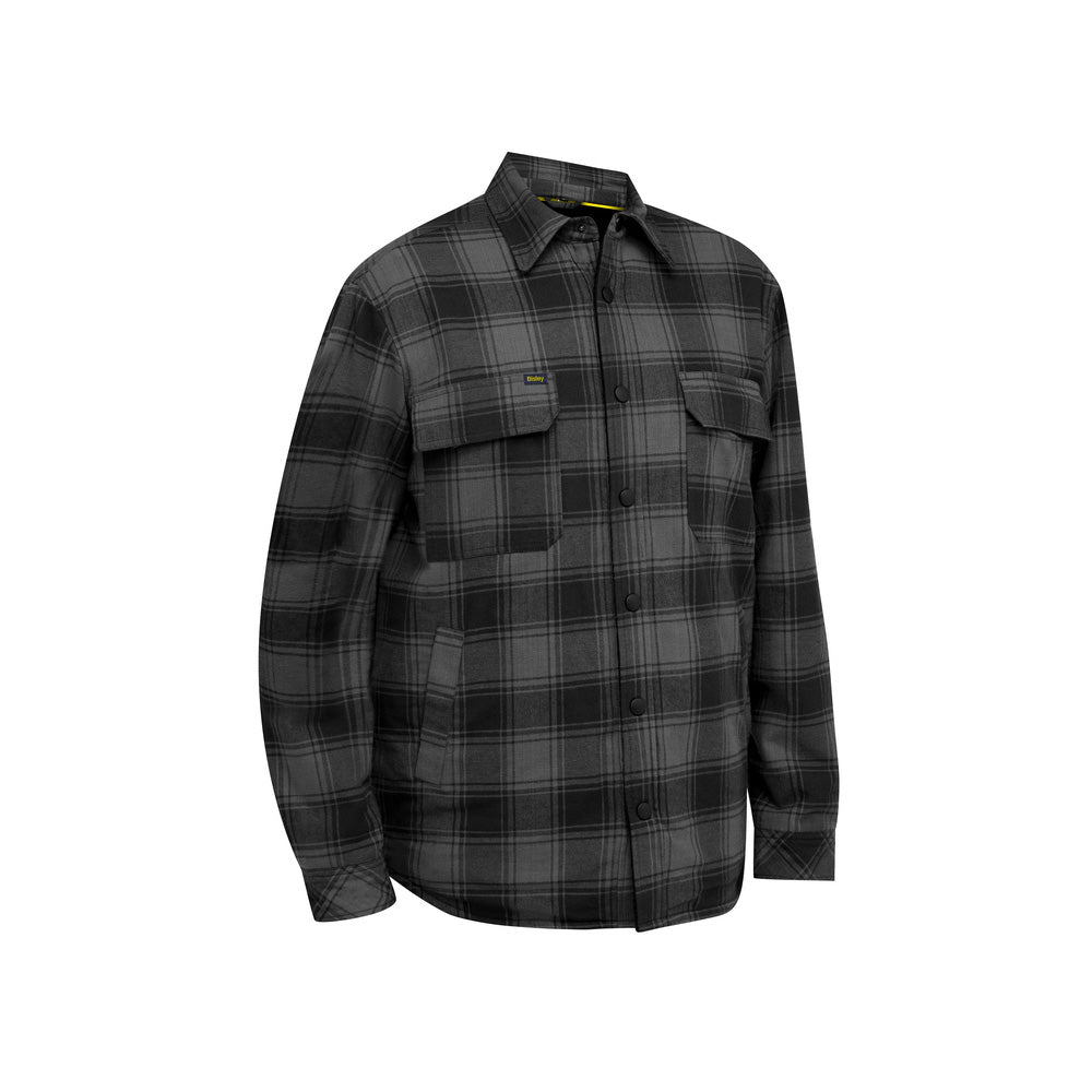 Jacket with Sherpa Lining Cotton 190gsm Charcoal Check S Bisley_40114120_BJ6101_CCHAS