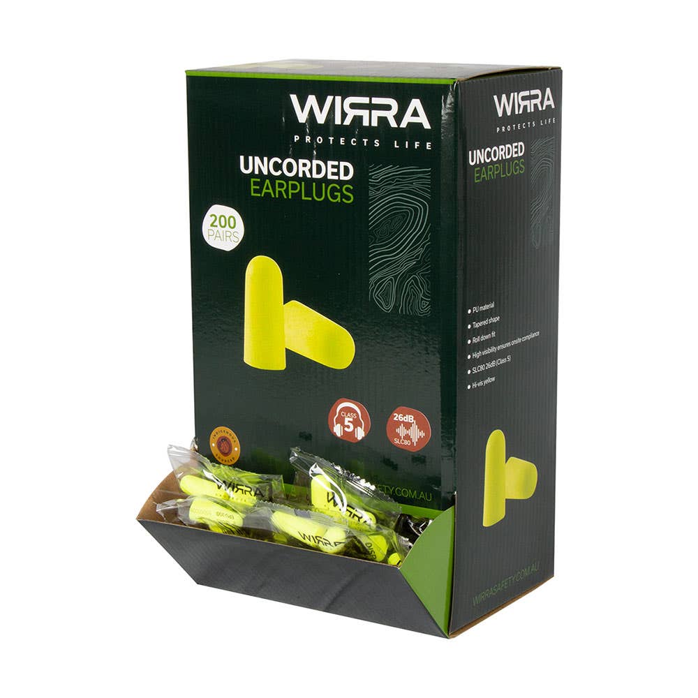 Uncorded Hi-Vis Disposable Earplugs Class 5 26db Yellow Pk 200 55050009 EPU-200