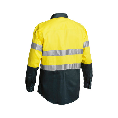 Shirt L/S 5XL Hi Vis Yellow/Bottle Cotton Drill 190gsm 3M Tape Bisley_36002555_BT6456_TT035XL