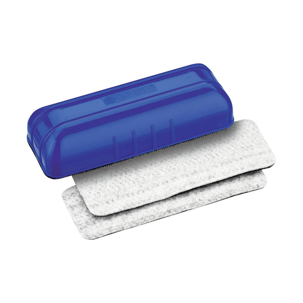 Quartet Magnetic Whiteboard Eraser With 2 Replacement Pads Blue 16511200 QTMAGERASER