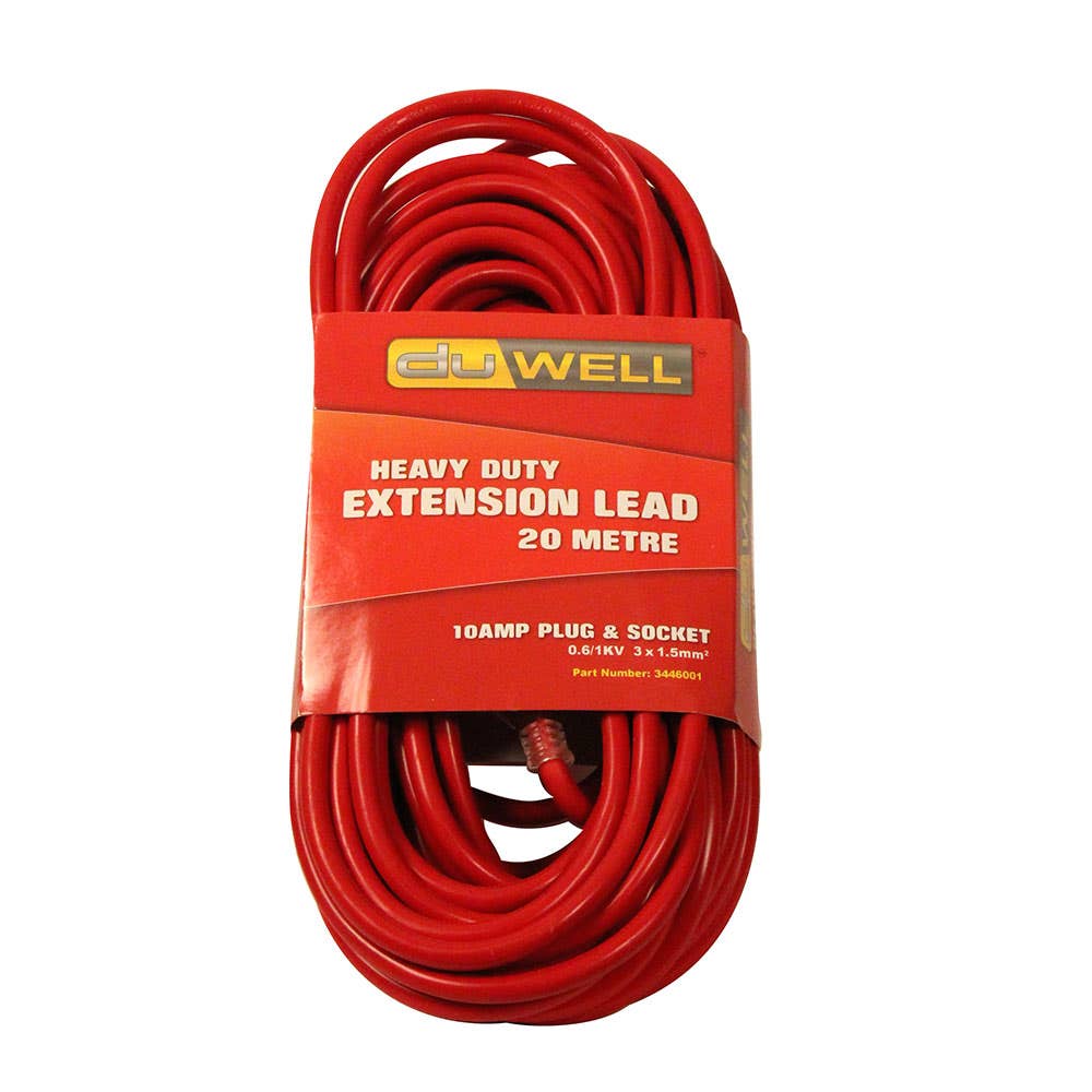 Extra Heavy Duty Extension Lead 10A 20m Red 3446001 EXTR10A20