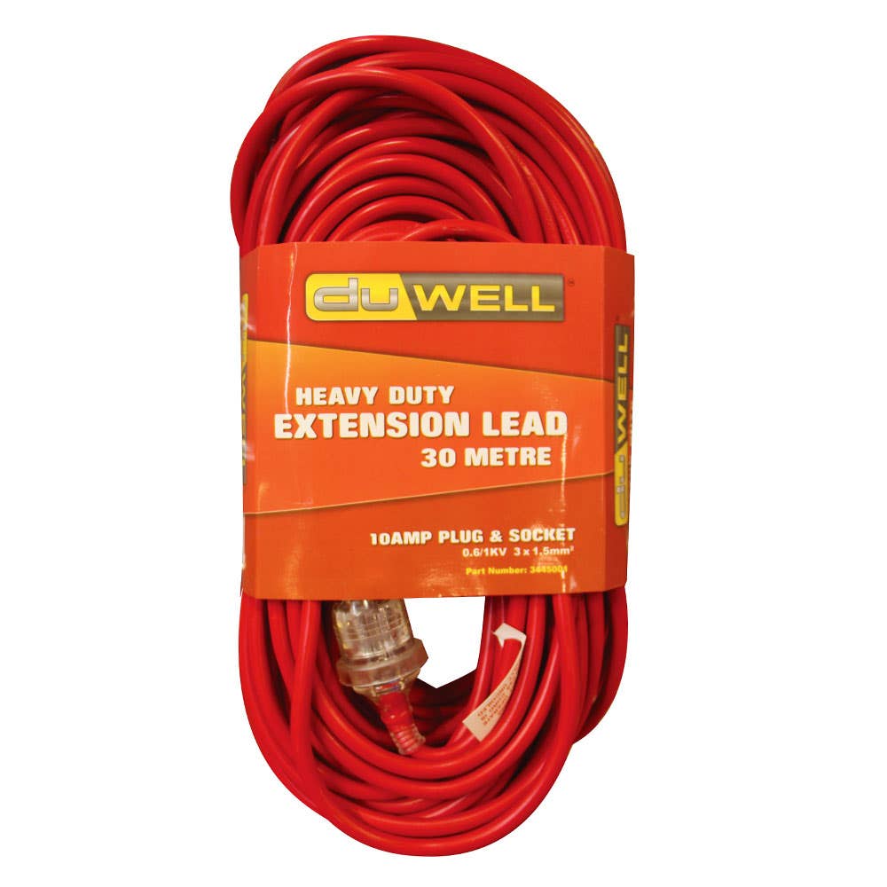 Extra Heavy Duty Extension Lead 10A 30m Red 3445001 EXTR10A30